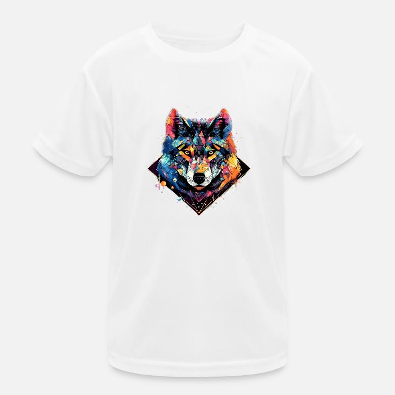 Neon - Wolf - Crystal Polygon - pos Kinder Funktions-T-Shirt