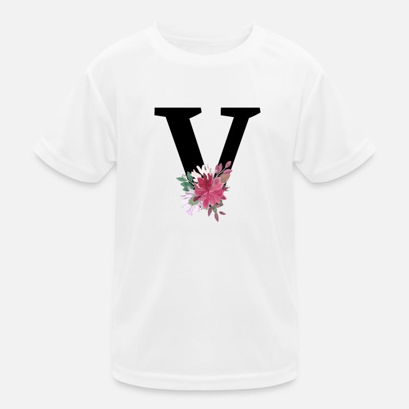 Buchstabe v blumig Kinder Funktions-T-Shirt