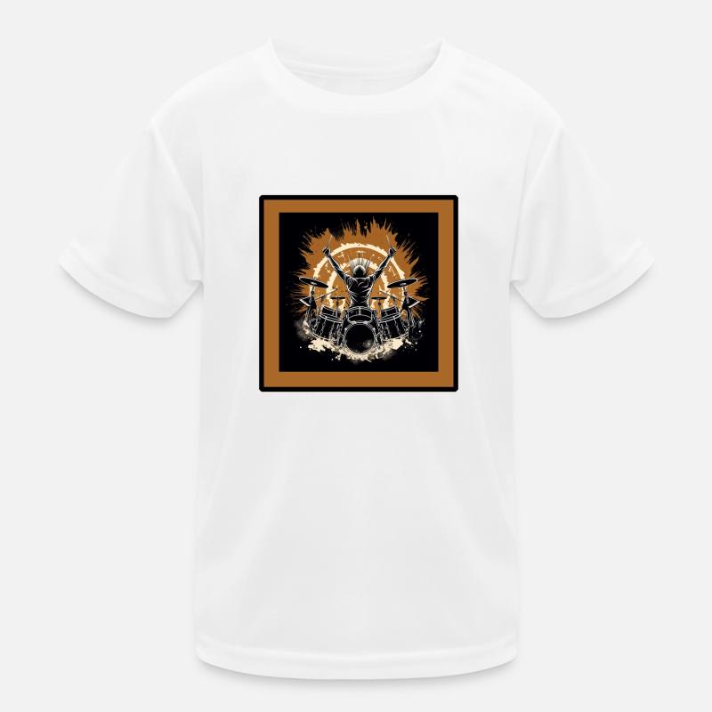 Drummer flash - Kinder Funktions-T-Shirt - Weiß