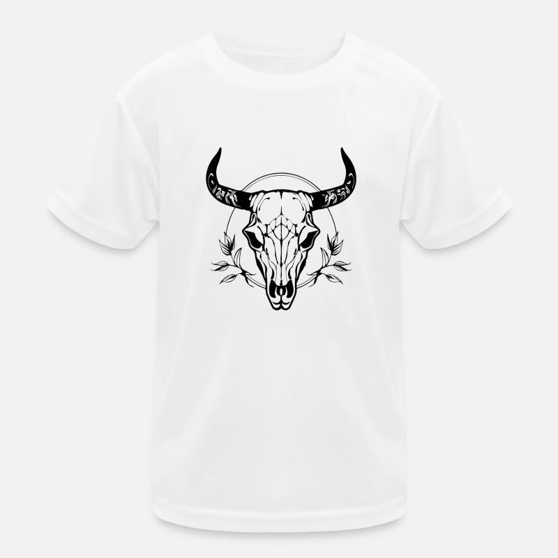 Kuh Schädel Boho Kinder Funktions-T-Shirt