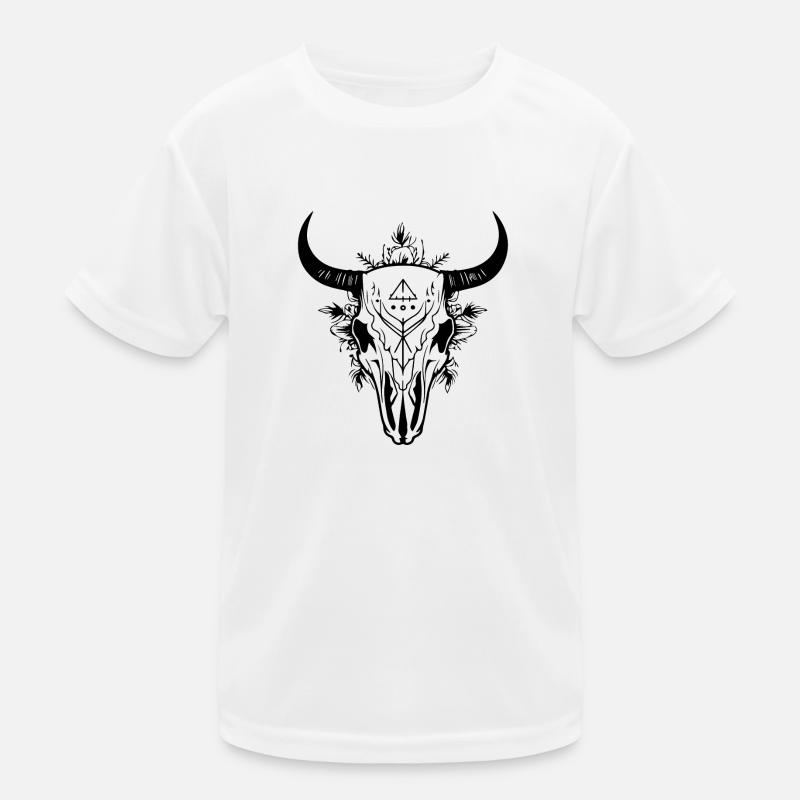 Kuh Schädel Boho Kinder Funktions-T-Shirt