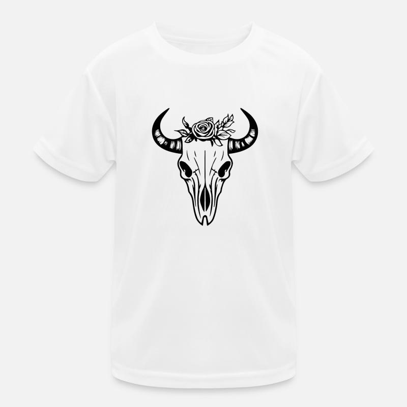 Kuh Schädel Boho Kinder Funktions-T-Shirt