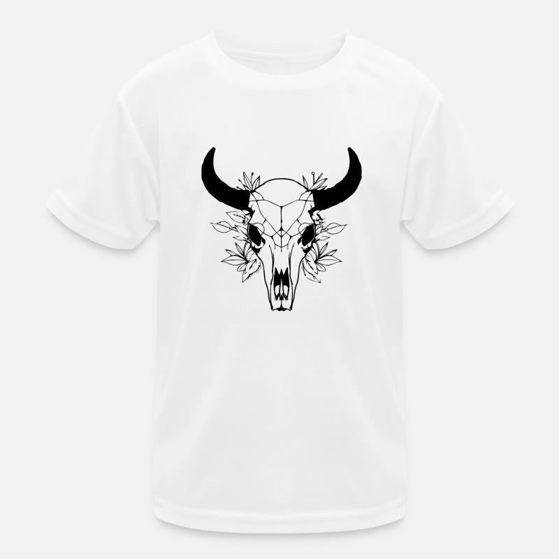 Kuh Schädel Boho Kinder Funktions-T-Shirt