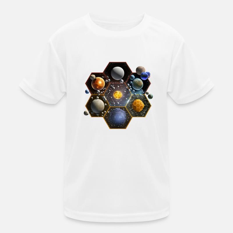 Hexagonal Solar System Kids Functional T-Shirt