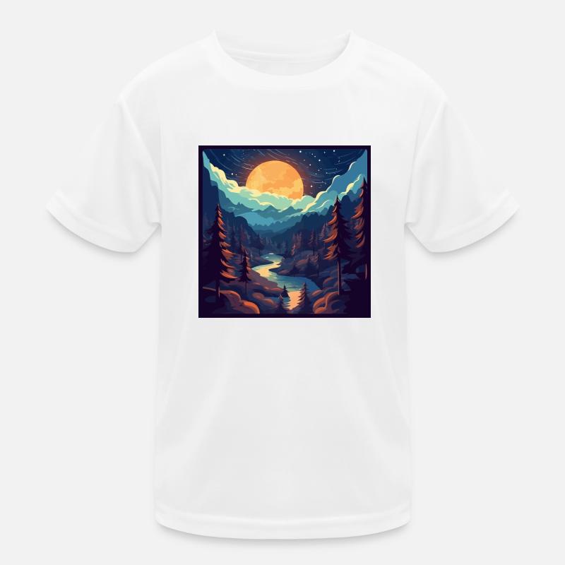 Forest landscape at night Kids Functional T-Shirt