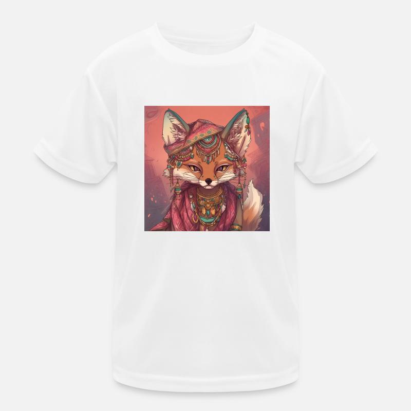 Fuchs Kunst - Kinder Funktions-T-Shirt - Weiß
