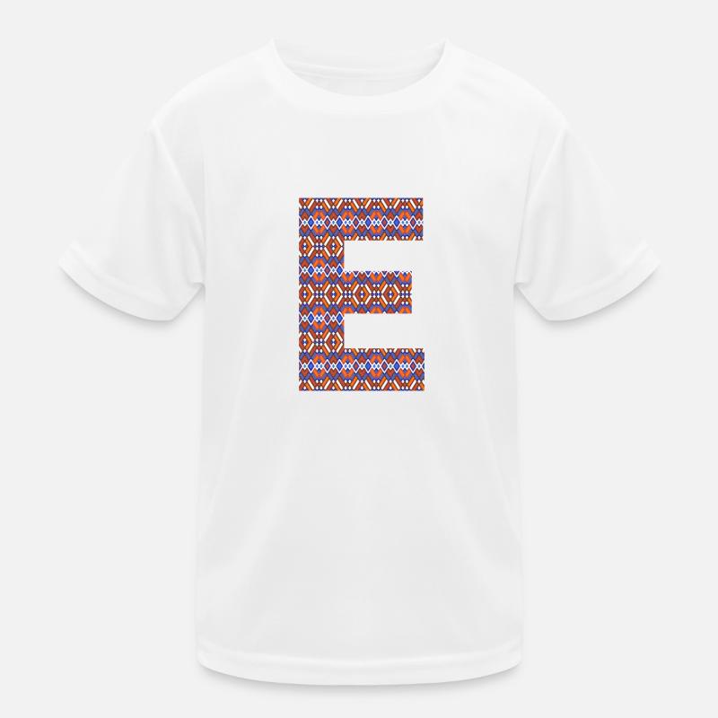 Monogramm Buchstabe E - geometrisches Muster - Kinder Funktions-T-Shirt - Weiß
