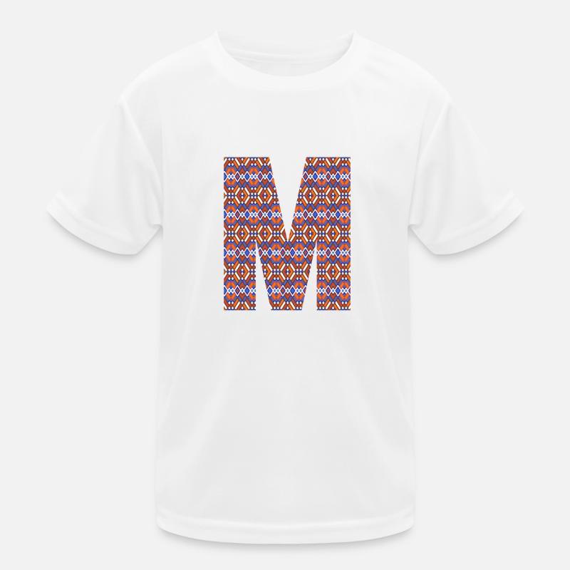 Monogram Letter M- geometric pattern Kids Functional T-Shirt