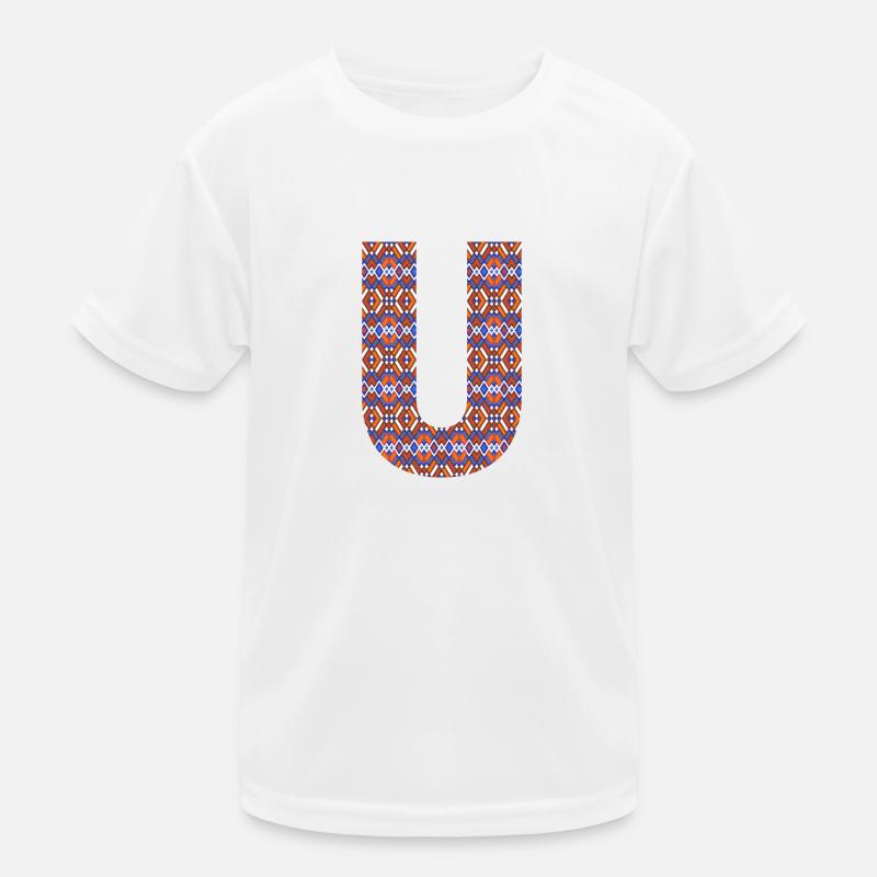 Monogramm Buchstabe U- geometrisches Muster - Kinder Funktions-T-Shirt - Weiß