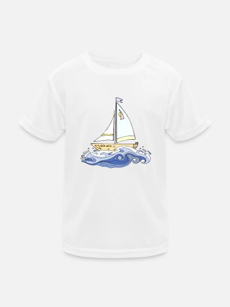 Segelboot - Kinder Funktions-T-Shirt - Weiß
