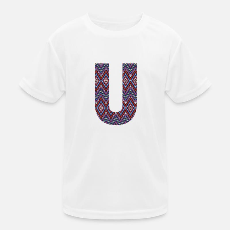 Monogram Letter U- geometric pattern Kids Functional T-Shirt