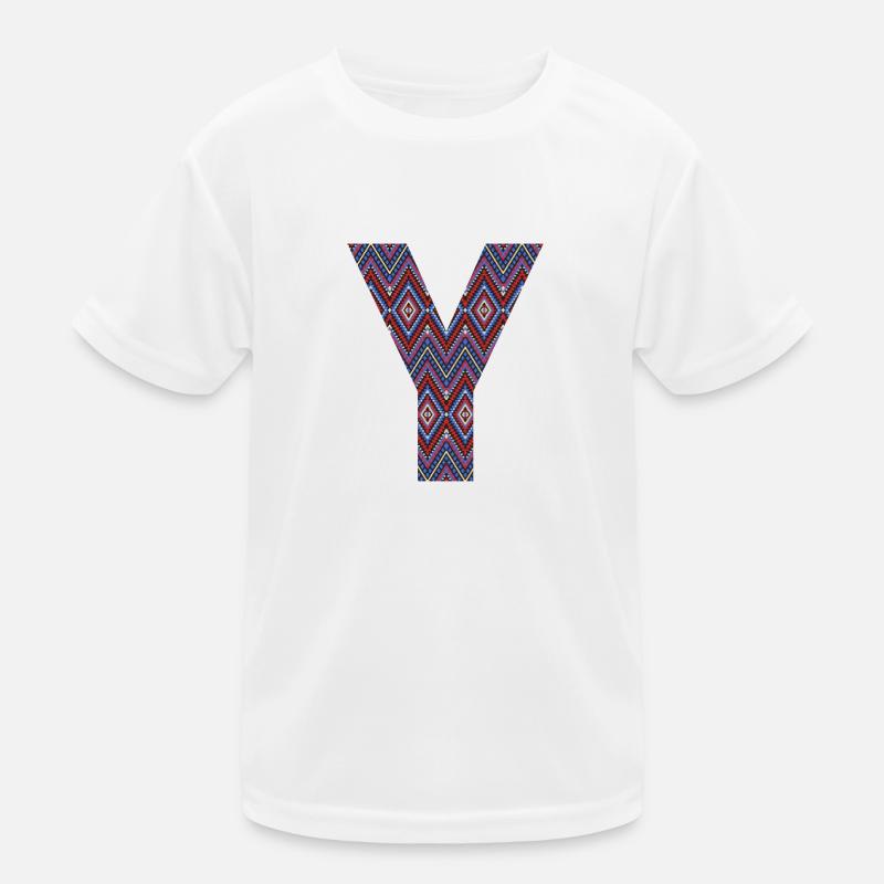 Monogram Letter Y- geometric pattern Kids Functional T-Shirt