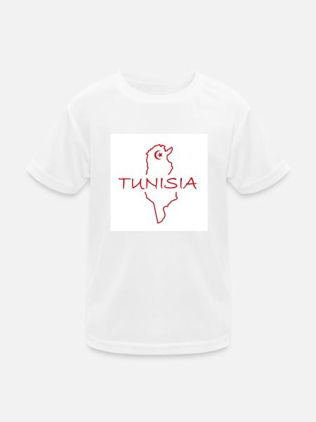 Karte von Tunesien - Kinder Funktions-T-Shirt - Weiß