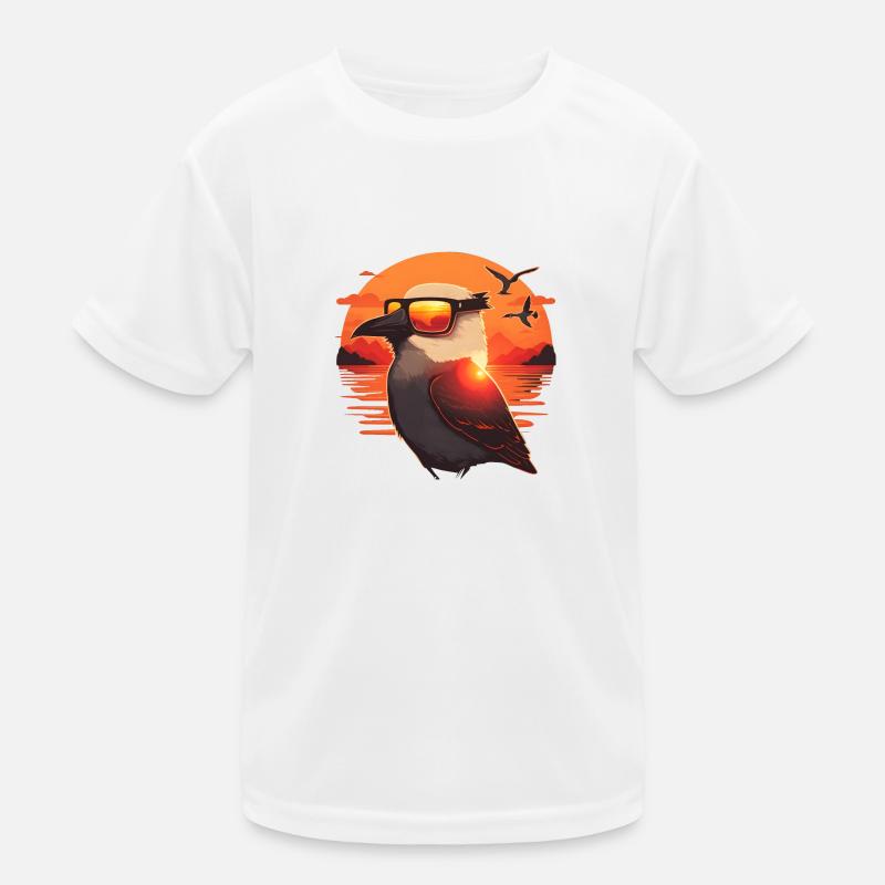Synthwave Gull sunset - Kinder Funktions-T-Shirt - Weiß