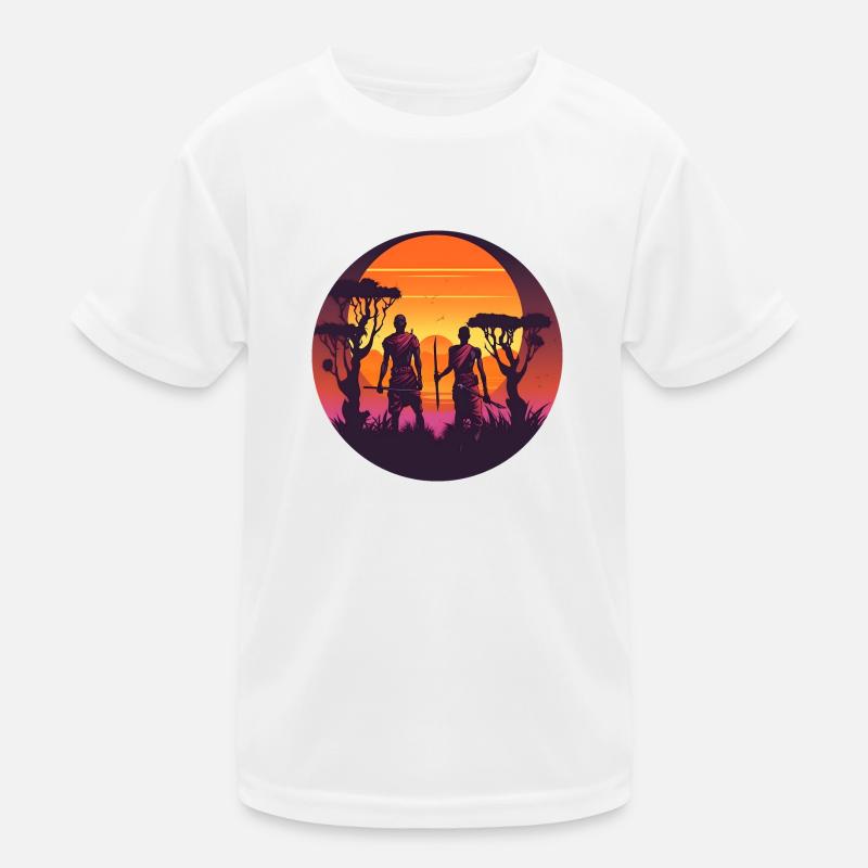 Synthwave african hunters Kids Functional T-Shirt