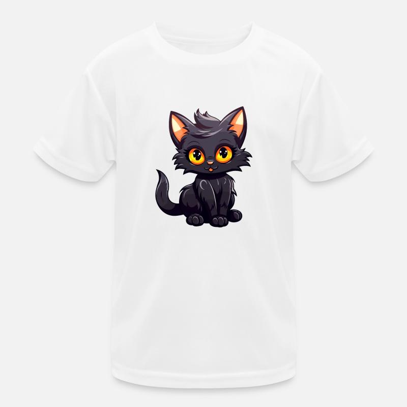 Kleines schwarzes Kätzchen Cartoon Character Kinder Funktions-T-Shirt