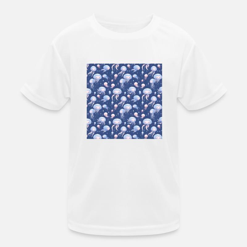 Jellyfish Seamless Pattern Sea Life Ocean Aquatic Kids Functional T-Shirt