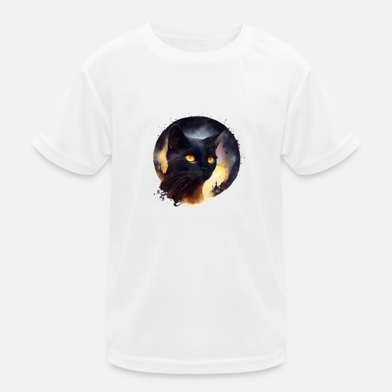 Schwarze Katze Kinder Funktions-T-Shirt