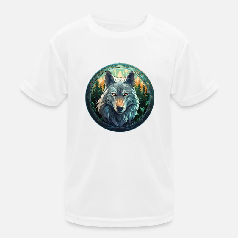 Wolfs-Emblem Kinder Funktions-T-Shirt