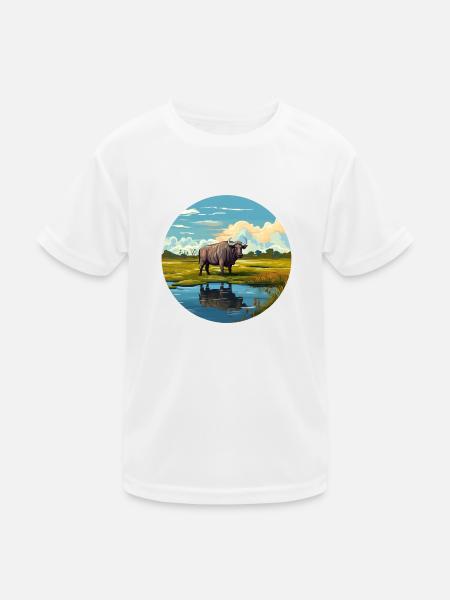 Wasserbüffel - Kinder Funktions-T-Shirt - Weiß