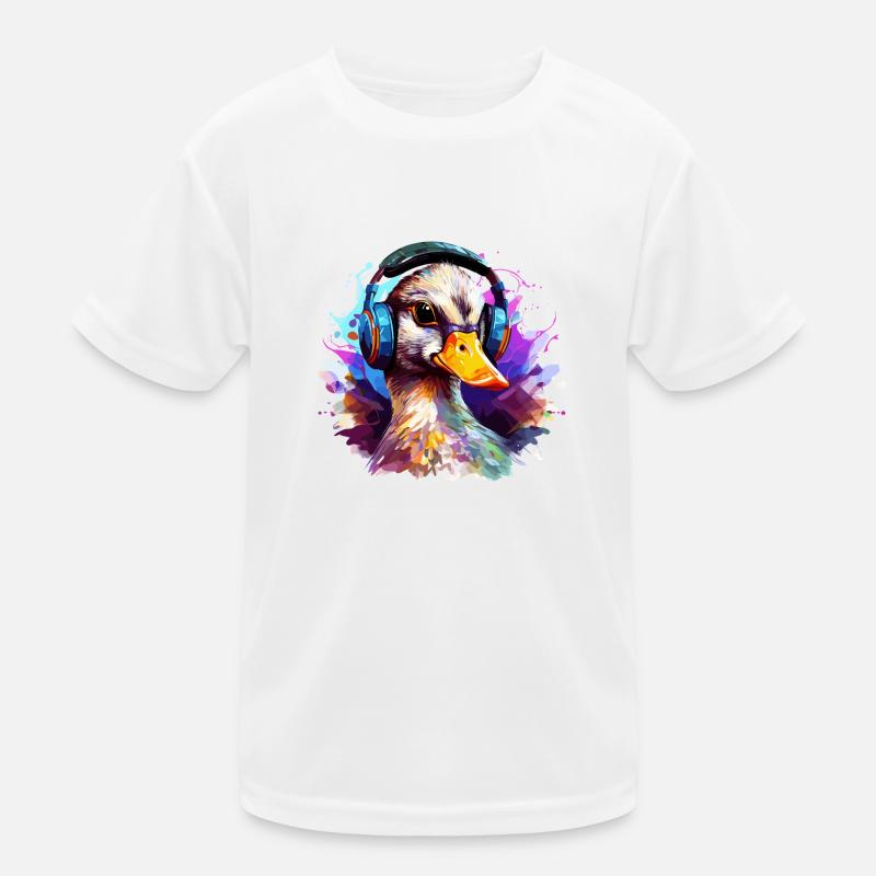 Funky Ente mit Kopfhörer Graffiti-Style Kinder Funktions-T-Shirt
