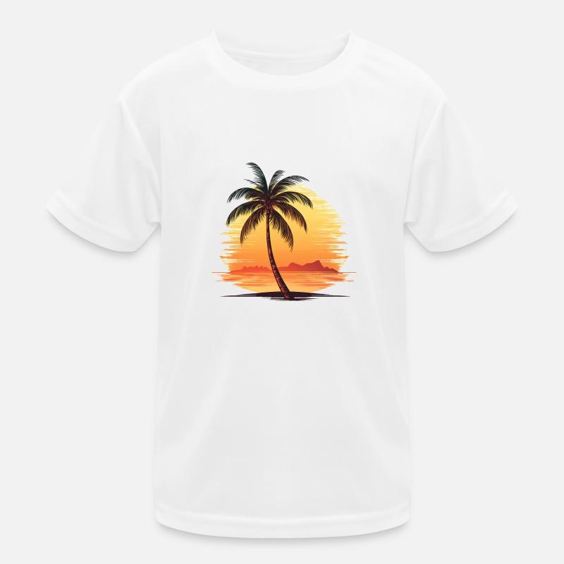 Beau palmier sur la plage avec coucher de soleil T-shirt sport Enfant