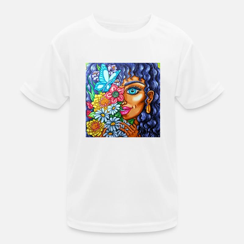 Mädchen mit Blumen Kinder Funktions-T-Shirt