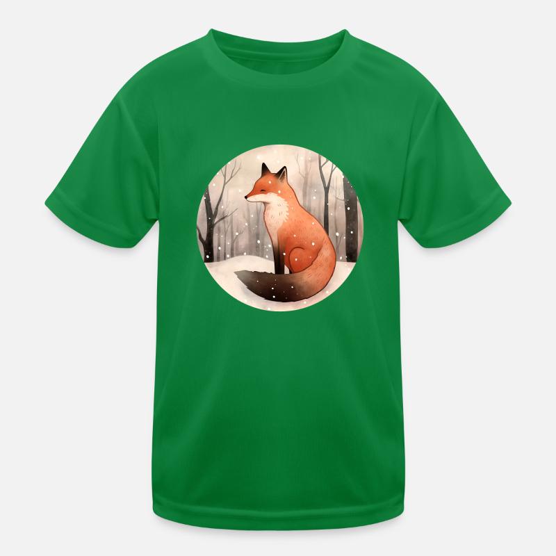 Fuchs im Winter Kinder Funktions-T-Shirt