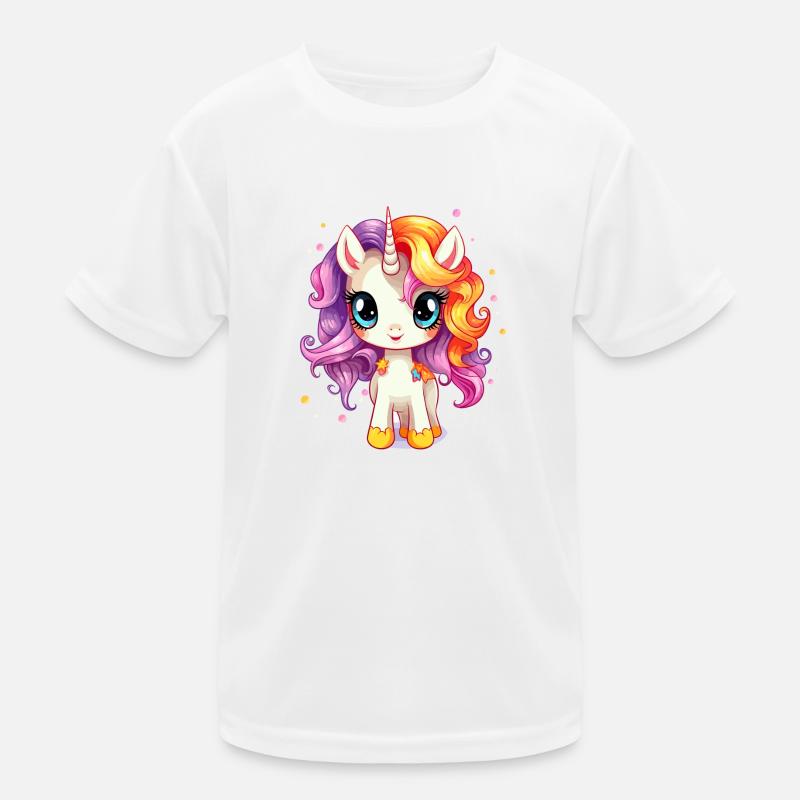 Unicorn Comic Style Big Eyes Kids Functional T-Shirt