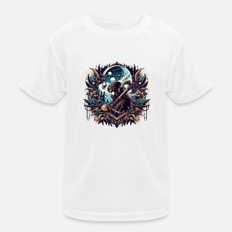 Sword and Hook Pirate Design in Vintage Style Kids Functional T-Shirt