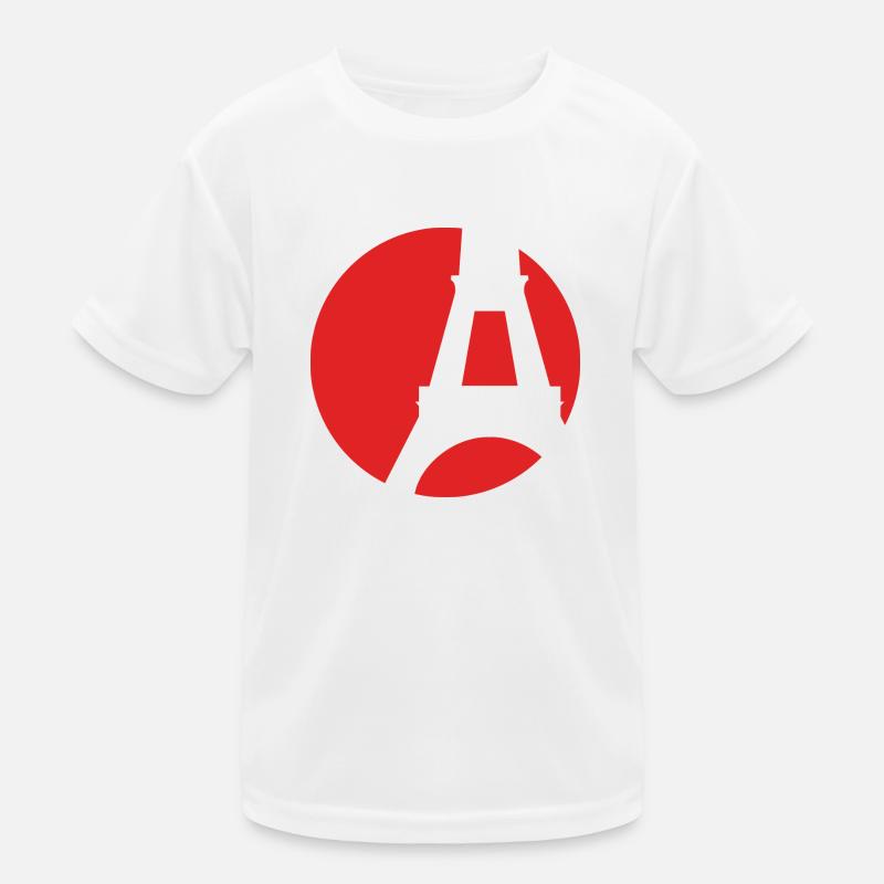 Die rote Silhouette des Eiffelturms Paris Kinder Funktions-T-Shirt
