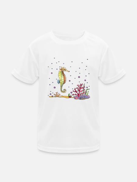 Seepferdchen - Kinder Funktions-T-Shirt - Weiß