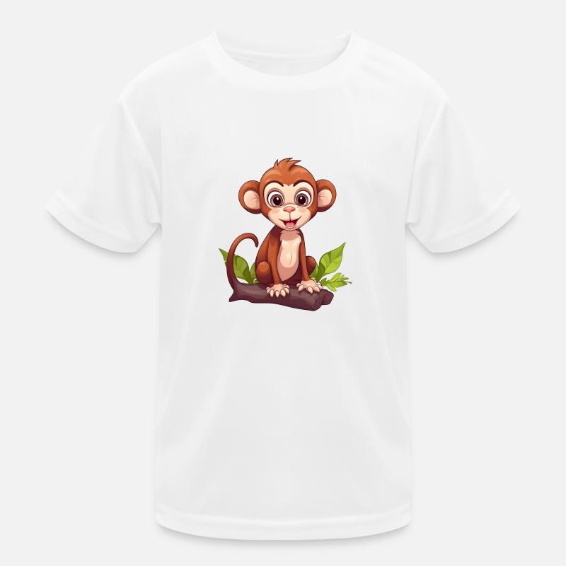Monkey monkey on wooden trunk Kids Functional T-Shirt
