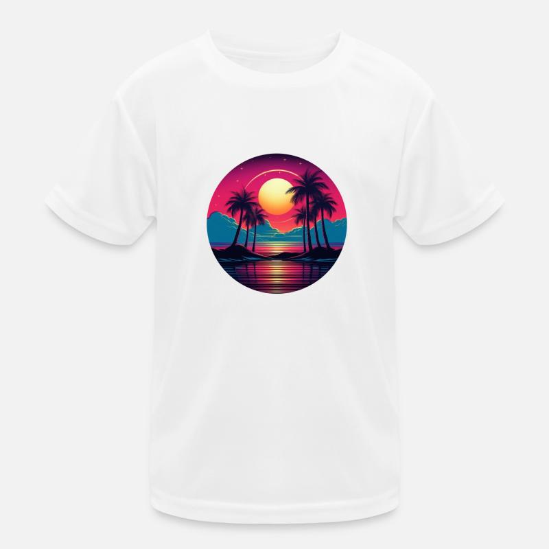 Vintage Sunset Graphic 70s Retrowave Synthwave Kinder Funktions-T-Shirt