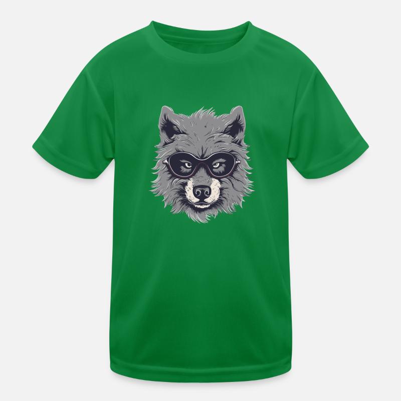 Wolf Brille Kinder Funktions-T-Shirt