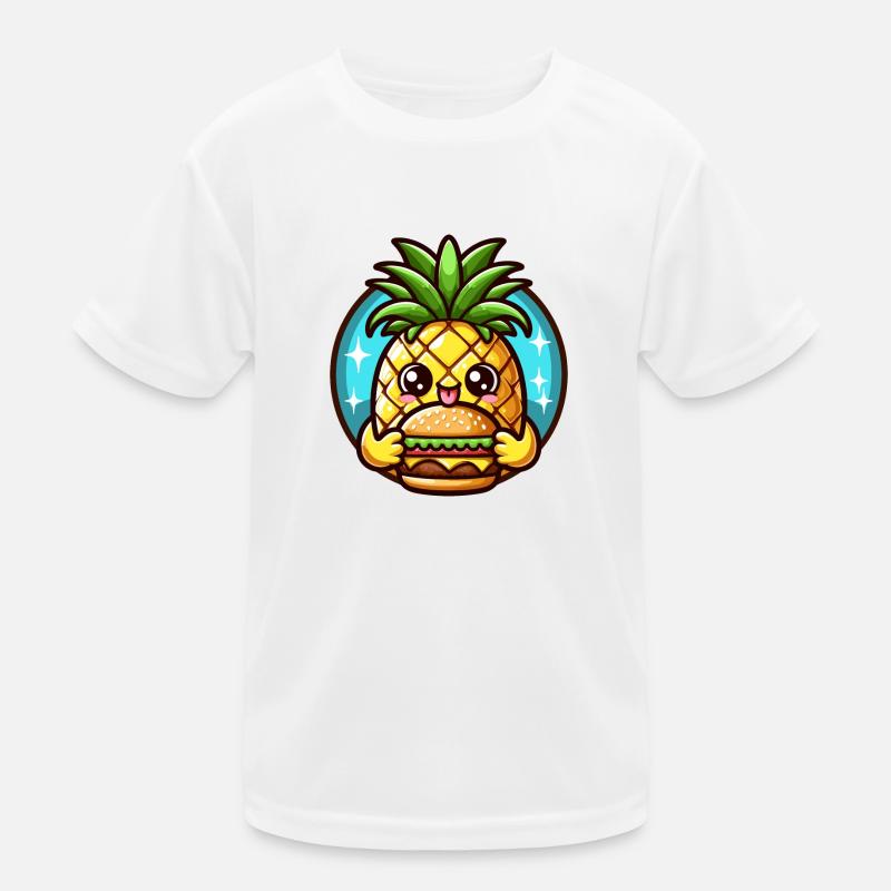 Süße Ananas isst einen Burger Kinder Funktions-T-Shirt