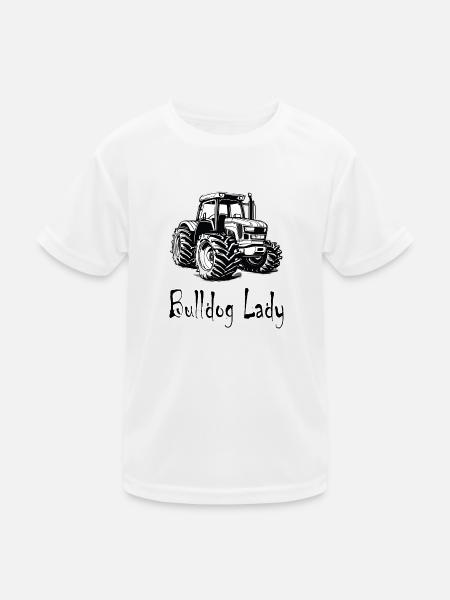 Bulldog Lady - Kinder Funktions-T-Shirt - Weiß - Vorne
