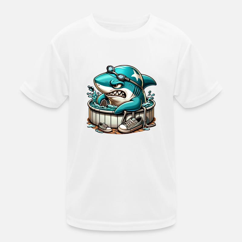 Requin cool dans un baril de natation T-shirt sport Enfant