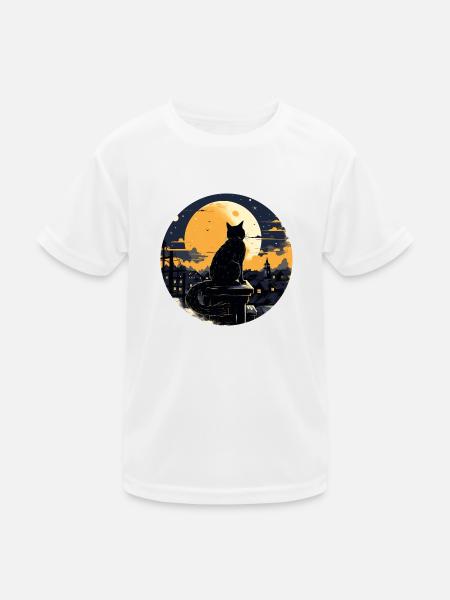 Midnight cat - Kids Functional T-Shirt - white - Front