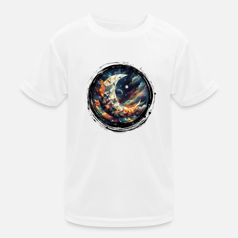 Moon Vector Triangles Space Nebula - Circle Black Kids Functional T-Shirt