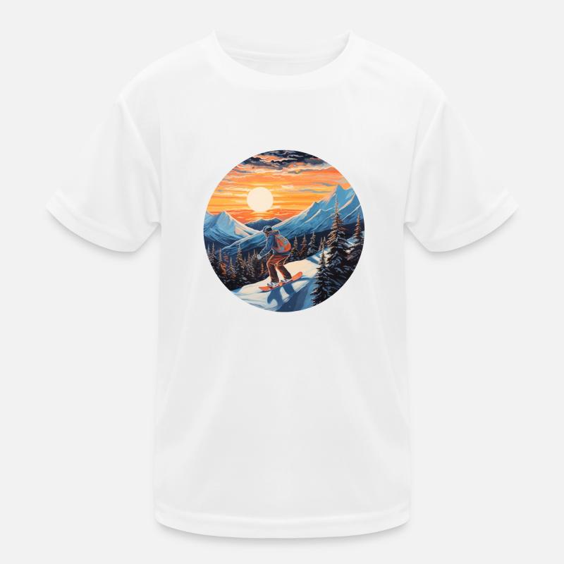 Snowboarder in Sunset Kids Functional T-Shirt