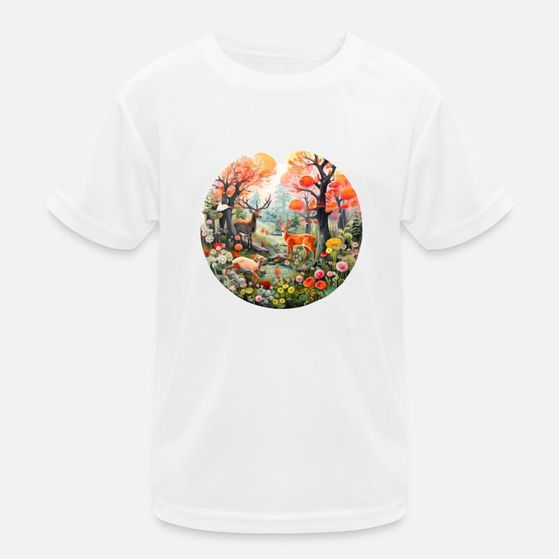 Spring Forest Scene - Kids Functional T-Shirt - white