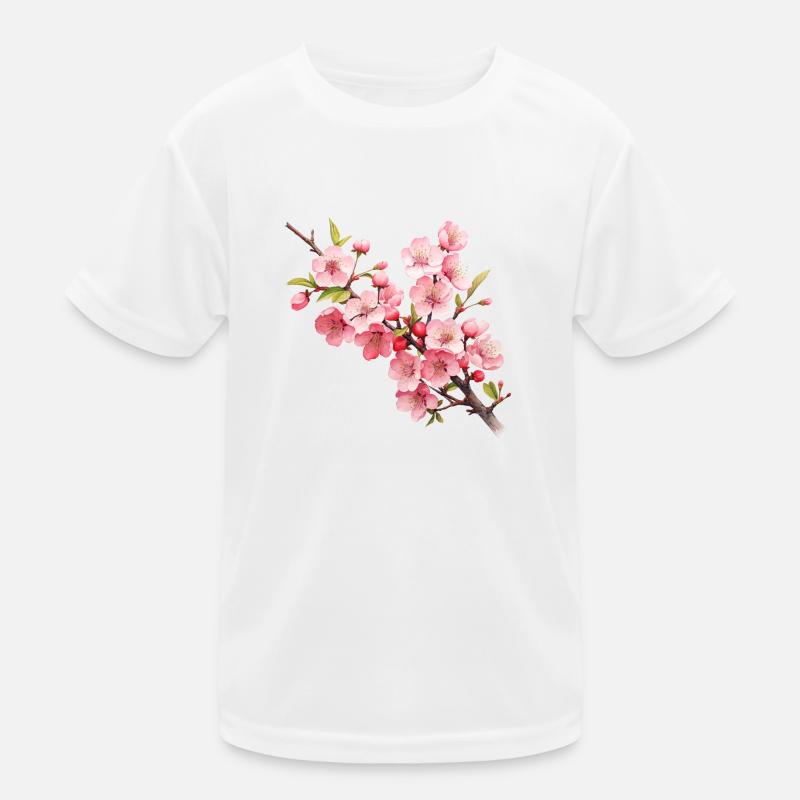 Kirschblüte - Kinder Funktions-T-Shirt - Weiß