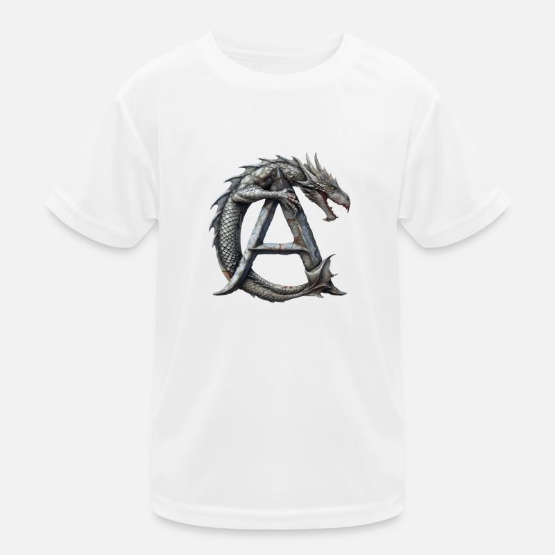 Buchstabe "A" im Drachendesign. Kinder Funktions-T-Shirt