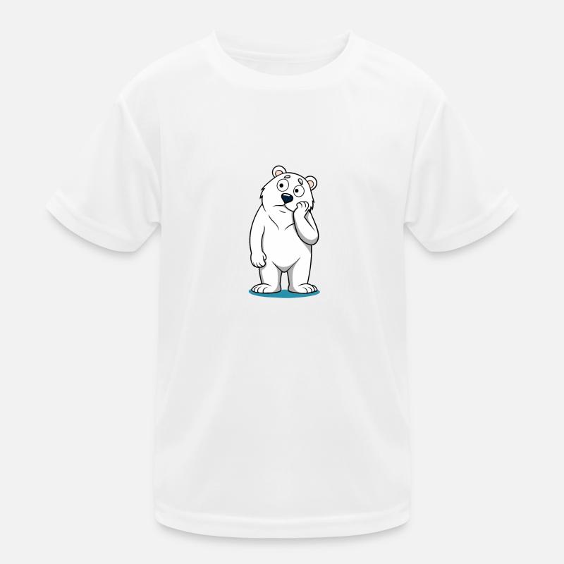 Perplexed Polar Bear: Curious Cartoon Bear Kids Functional T-Shirt