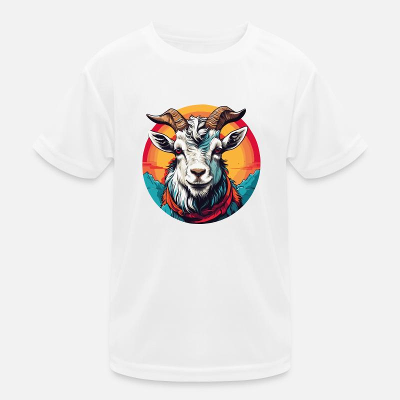 Portrait de chèvre sur roue chromatique colorée T-shirt sport Enfant