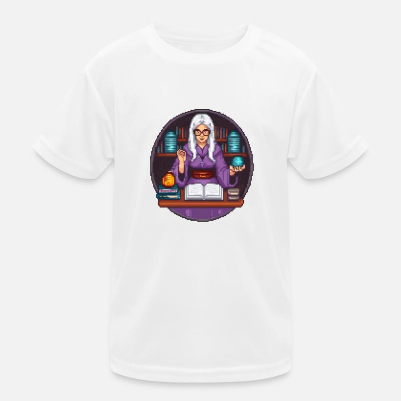 Arkaner Bibliothekar Pixel - Kinder Funktions-T-Shirt - Weiß