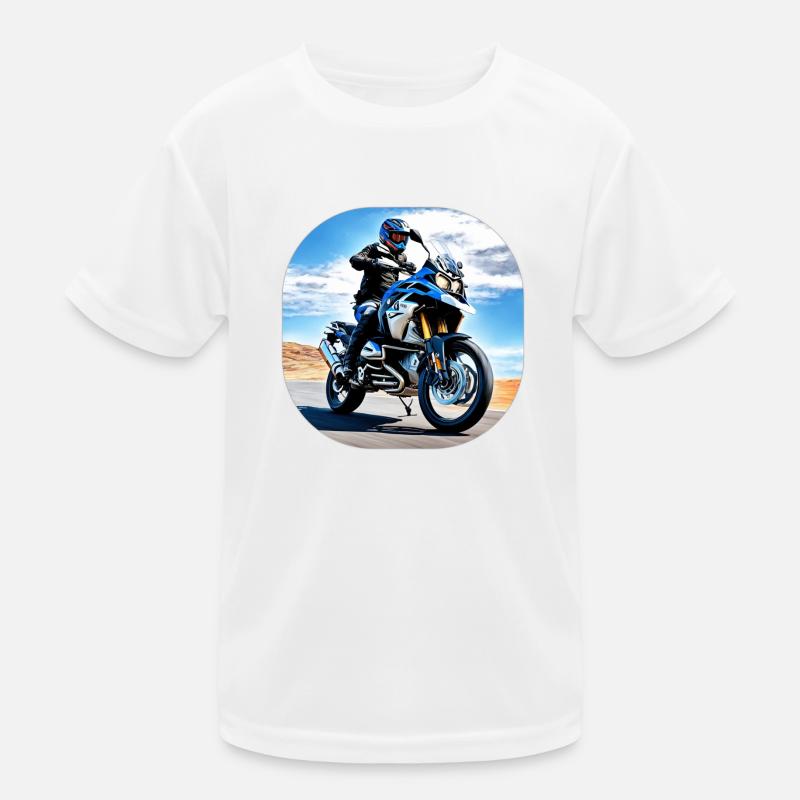 Motorcycle under blue sky Kids Functional T-Shirt