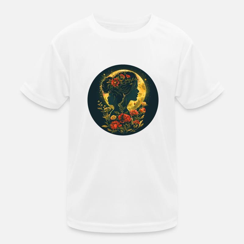 Mutter und Tochter im Mondschein Kinder Funktions-T-Shirt