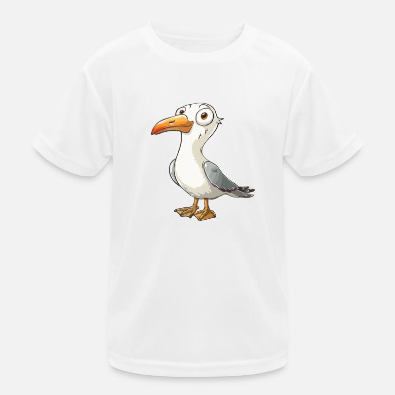 Seagull Comic Style Motif Seagull Crazy Funny Kids Functional T-Shirt